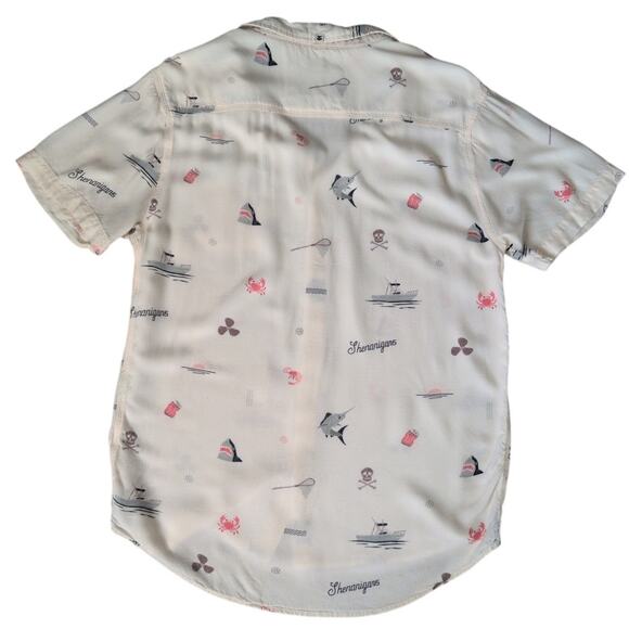 Jetty Button Up Shirt Men Large Novelty Fishing Vacation Beach Resort Fun Dad - Picture 2 of 8